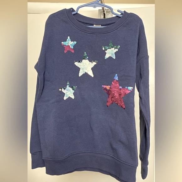 OshKosh B’gosh Blue Flippy Stars Pullover Girls 8Y - Picture 1 of 6